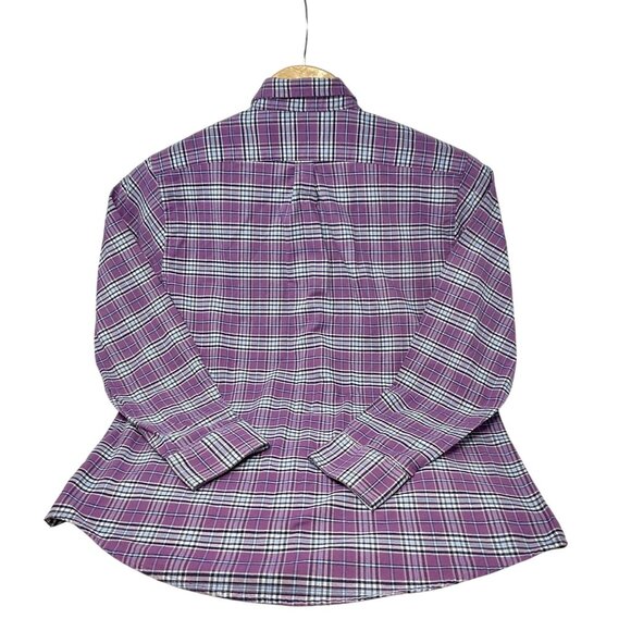 Izod Mens Purple Plaid Long Sleeve Button-Down Shirt - Size‎ XL - Picture 4 of 6